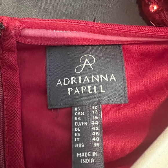 Gorgeous Adrianna Papell designer gown cranberry color beaded size 12 - Picture 5 of 7